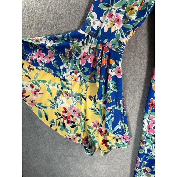 Shelby palmer Midi Dress Womens 6 Flutter bell Sleeve Pop Colorful Tropical - Picture 6 of 11